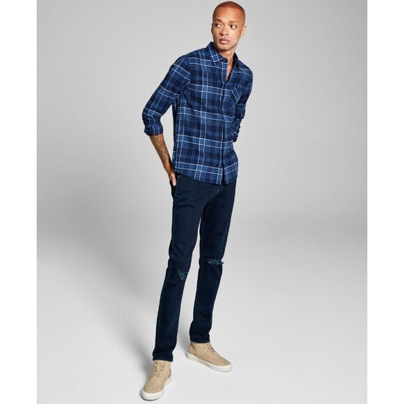 And Now This Mens Flannel Collared Button-Down Shirt - Blue - Size S - NWT - Picture 1 of 5